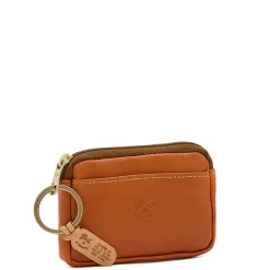 Coin purse in leather color caramel