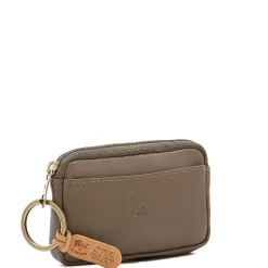 Coin purse in leather color light grey