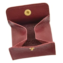 Coin purse in leather color black cherry