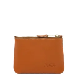 Coin purse in leather color caramel