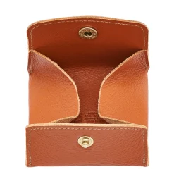Coin purse in leather color caramel