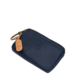 Coin purse in leather color blue