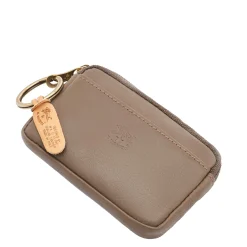 Coin purse in leather color light grey