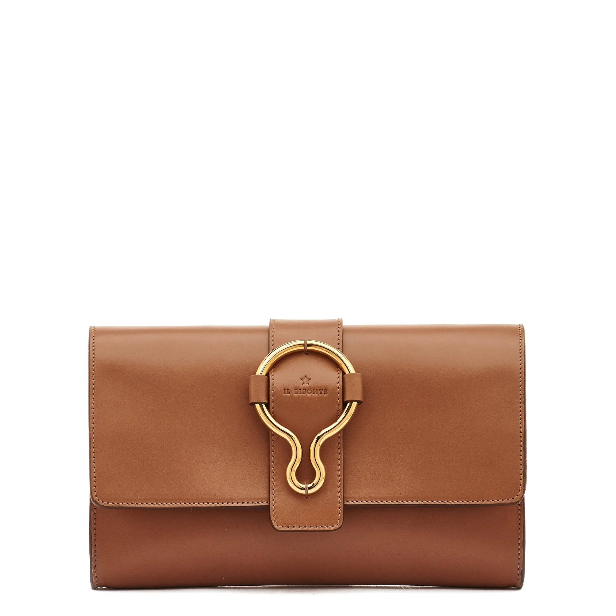 Consuelo Women's clutch bag in leather color chocolate
