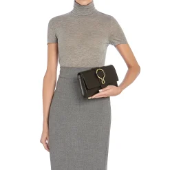 Consuelo Women's clutch bag in leather color black