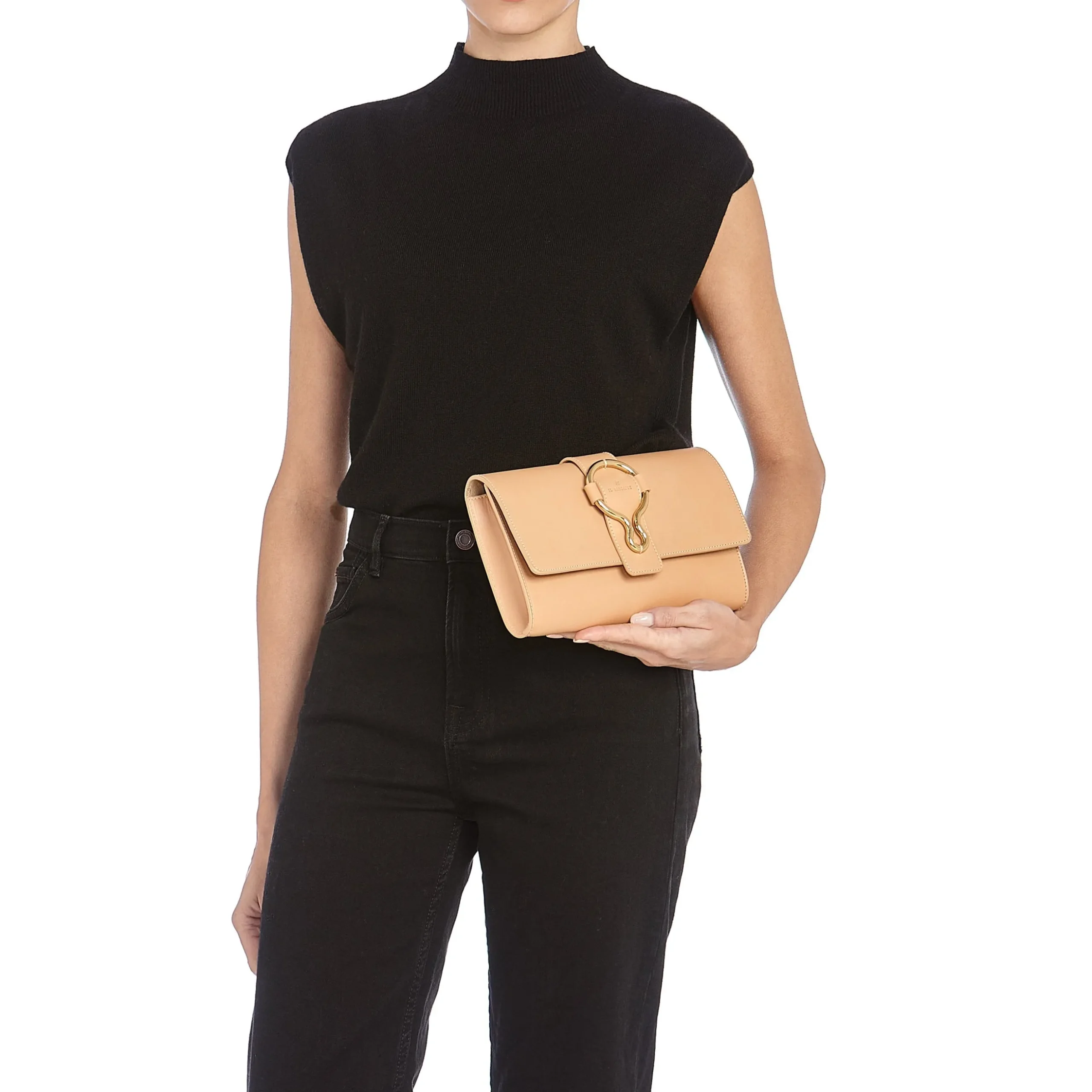 Consuelo Women's clutch bag in leather color natural
