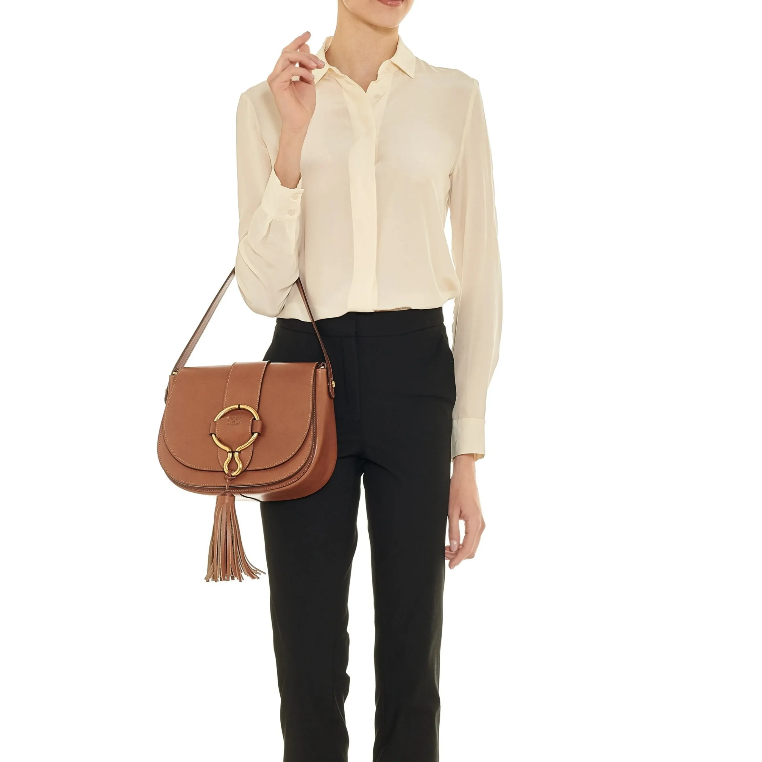 Consuelo Women's crossbody bag in leather color chocolate