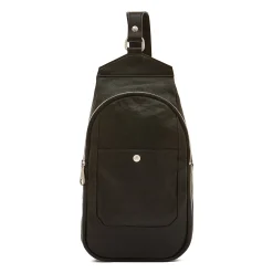 Cosimo Men's one strap backpack in vintage leather color black