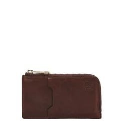 Duccio Men's card case in vintage leather color coffee