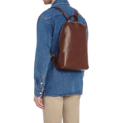 Duccio Men's backpack in vintage leather color coffee