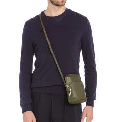 Duccio Men's crossbody bag in vintage leather color forest