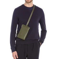Duccio Men's belt bag in vintage leather color forest