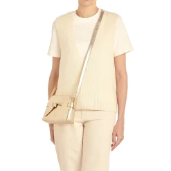 Elisa Women's crossbody bag in metallic leather color metallic platinum
