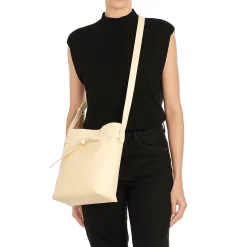 Elisa Women's bucket bag in leather color white