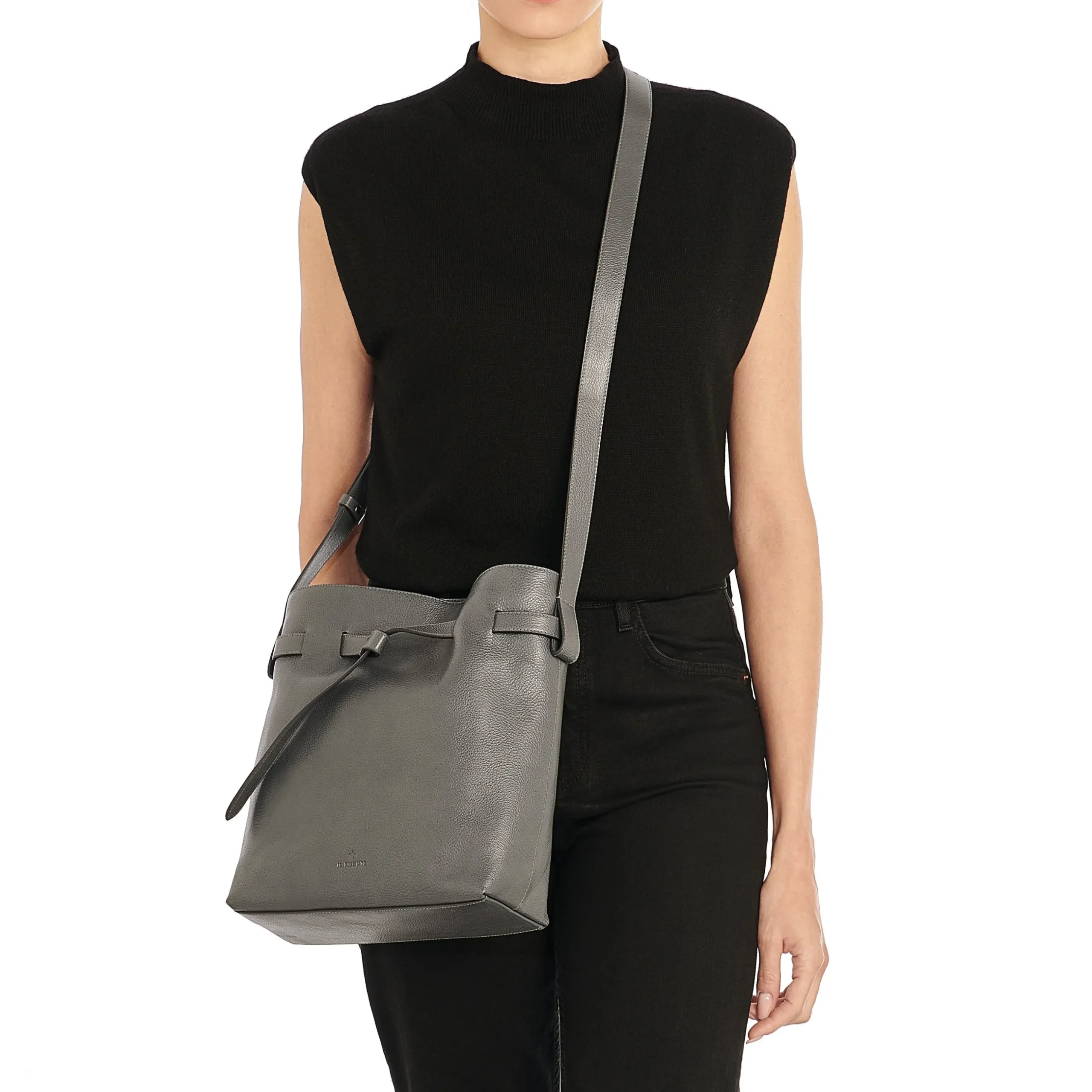 Elisa Women's bucket bag in leather color grafite