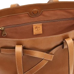 Elisa Women's tote bag in leather color gianduia