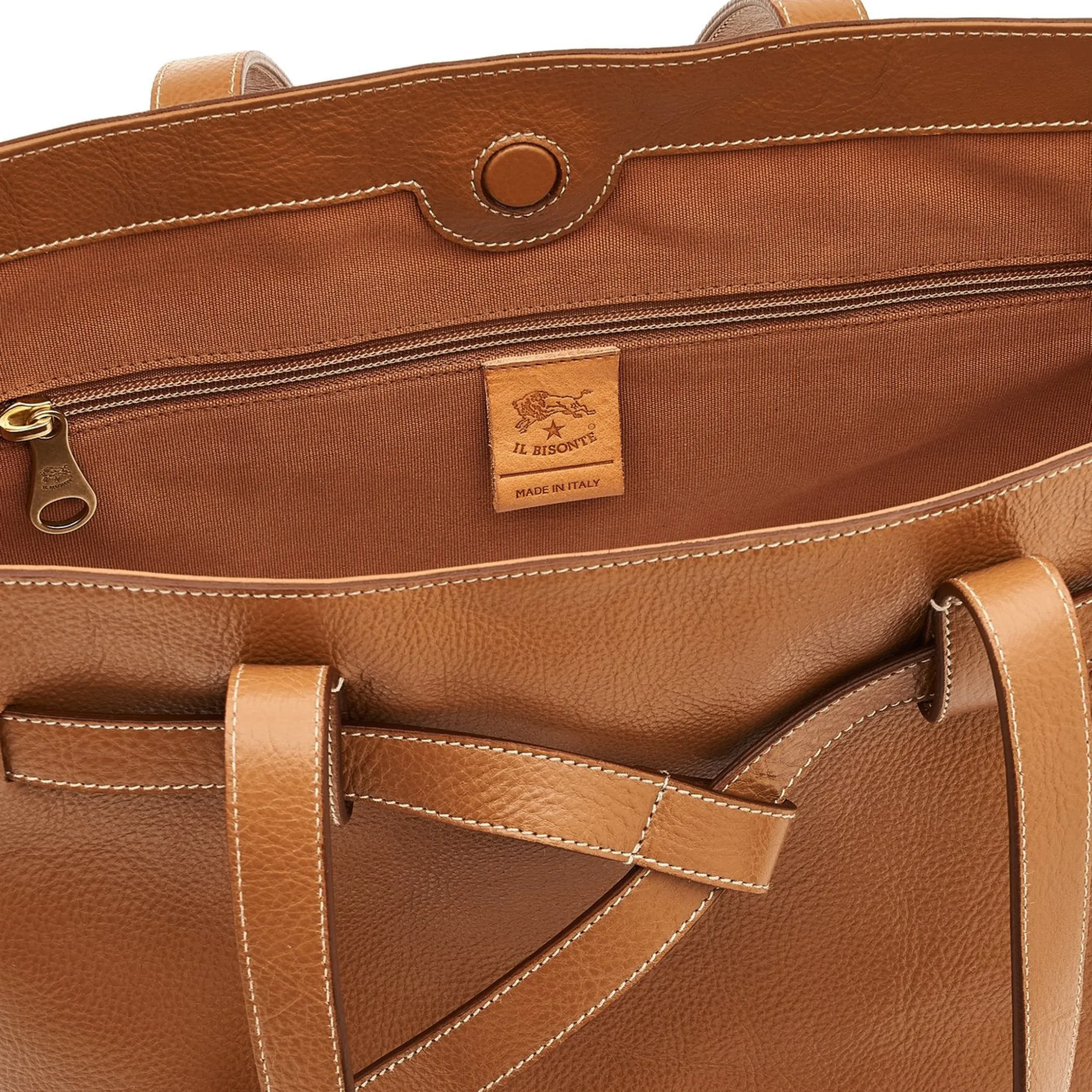 Elisa Women's tote bag in leather color gianduia