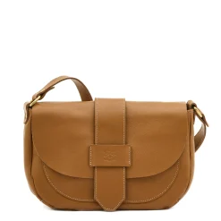 Fausta Medium Women's crossbody bag in leather color gianduia