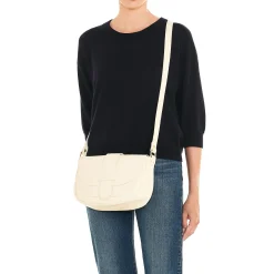 Fausta Medium Women's crossbody bag in leather color milk