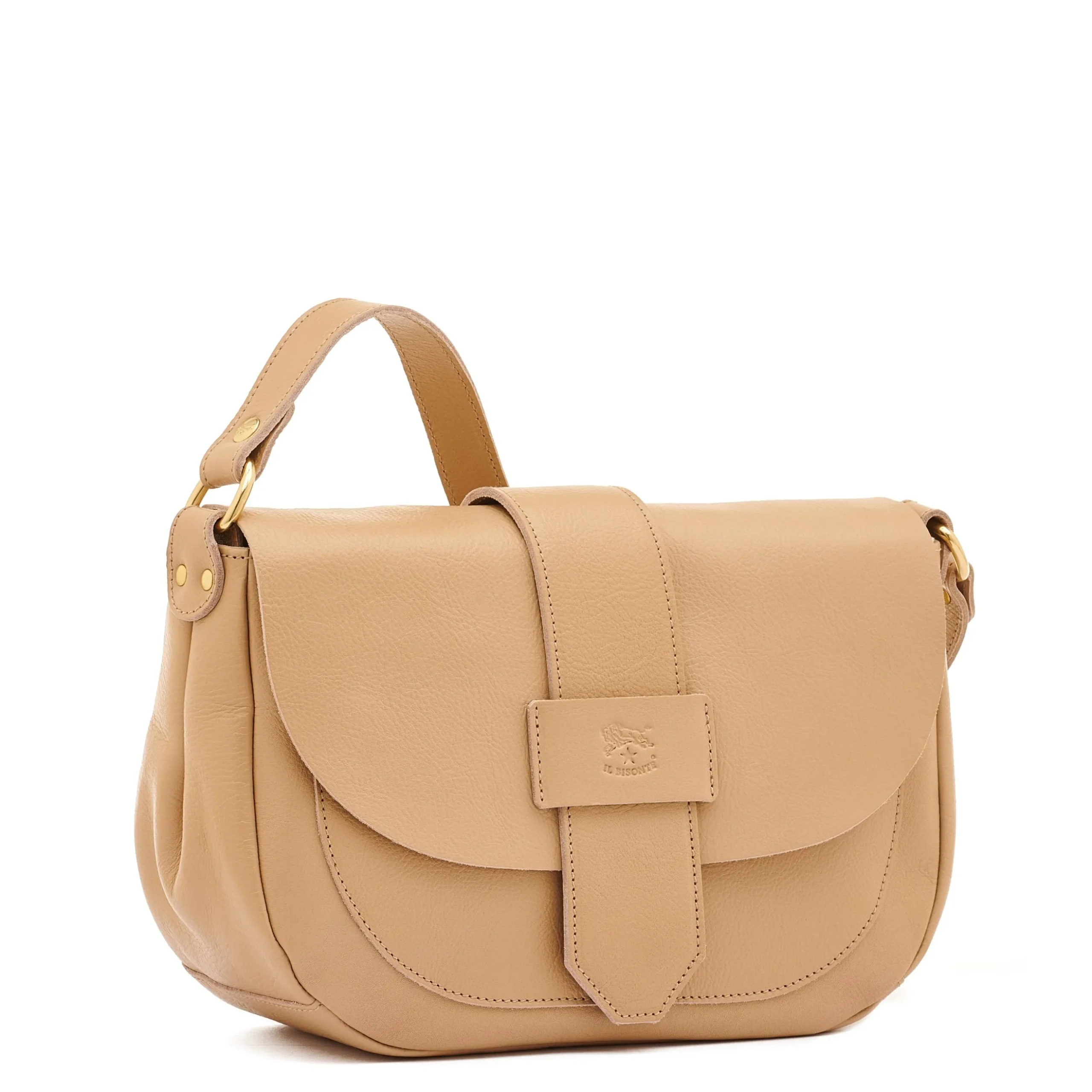 Fausta Medium Women's crossbody bag in leather color caffelatte
