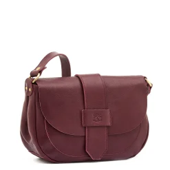 Fausta Medium Women's crossbody bag in leather color black cherry