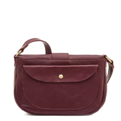 Fausta Medium Women's crossbody bag in leather color black cherry