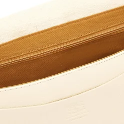 Fausta Medium Women's crossbody bag in leather color milk
