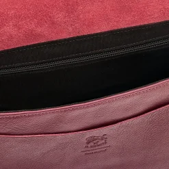 Fausta Medium Women's crossbody bag in leather color black cherry