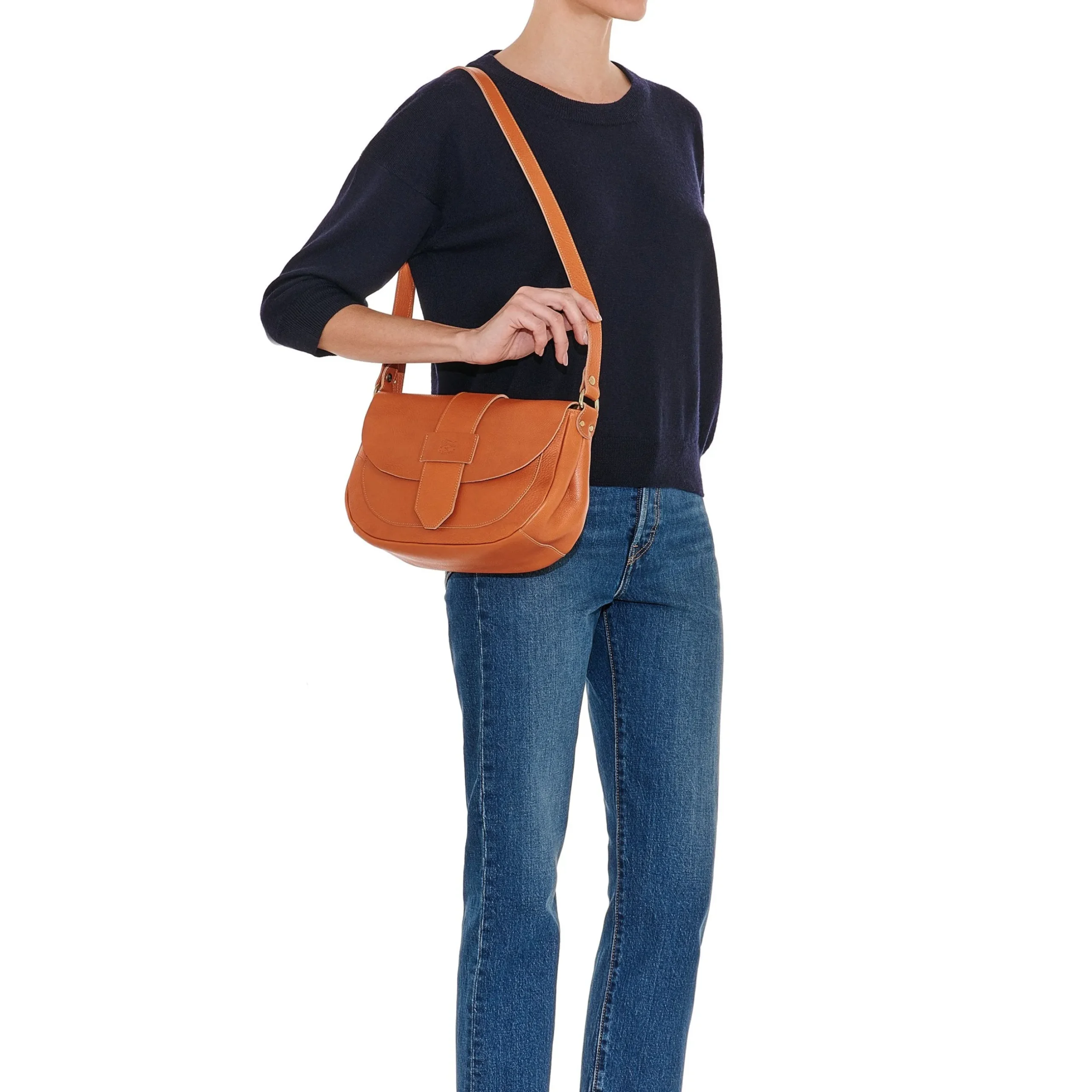Fausta Medium Women's crossbody bag in leather color caramel