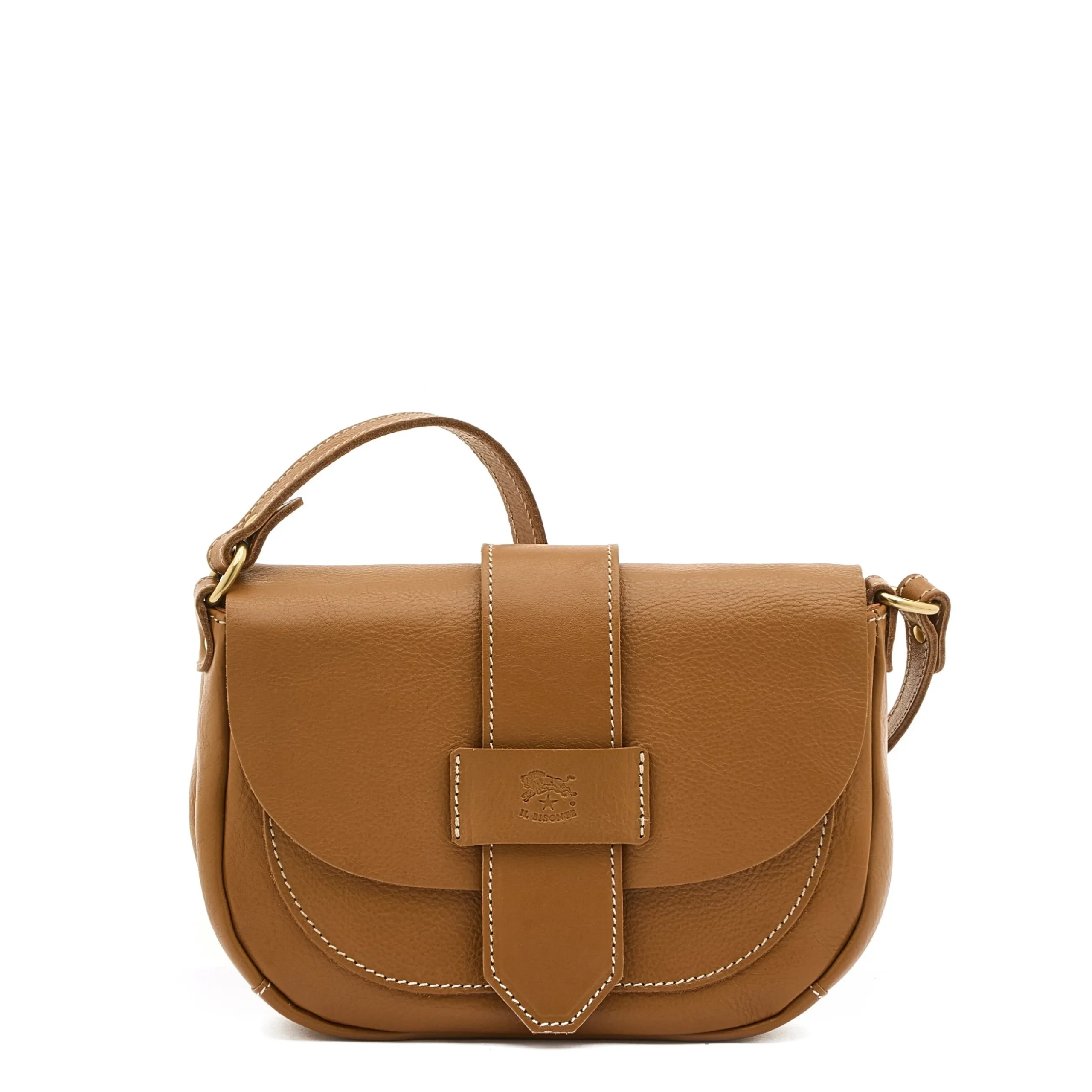 Fausta Small Women's crossbody bag in leather color gianduia