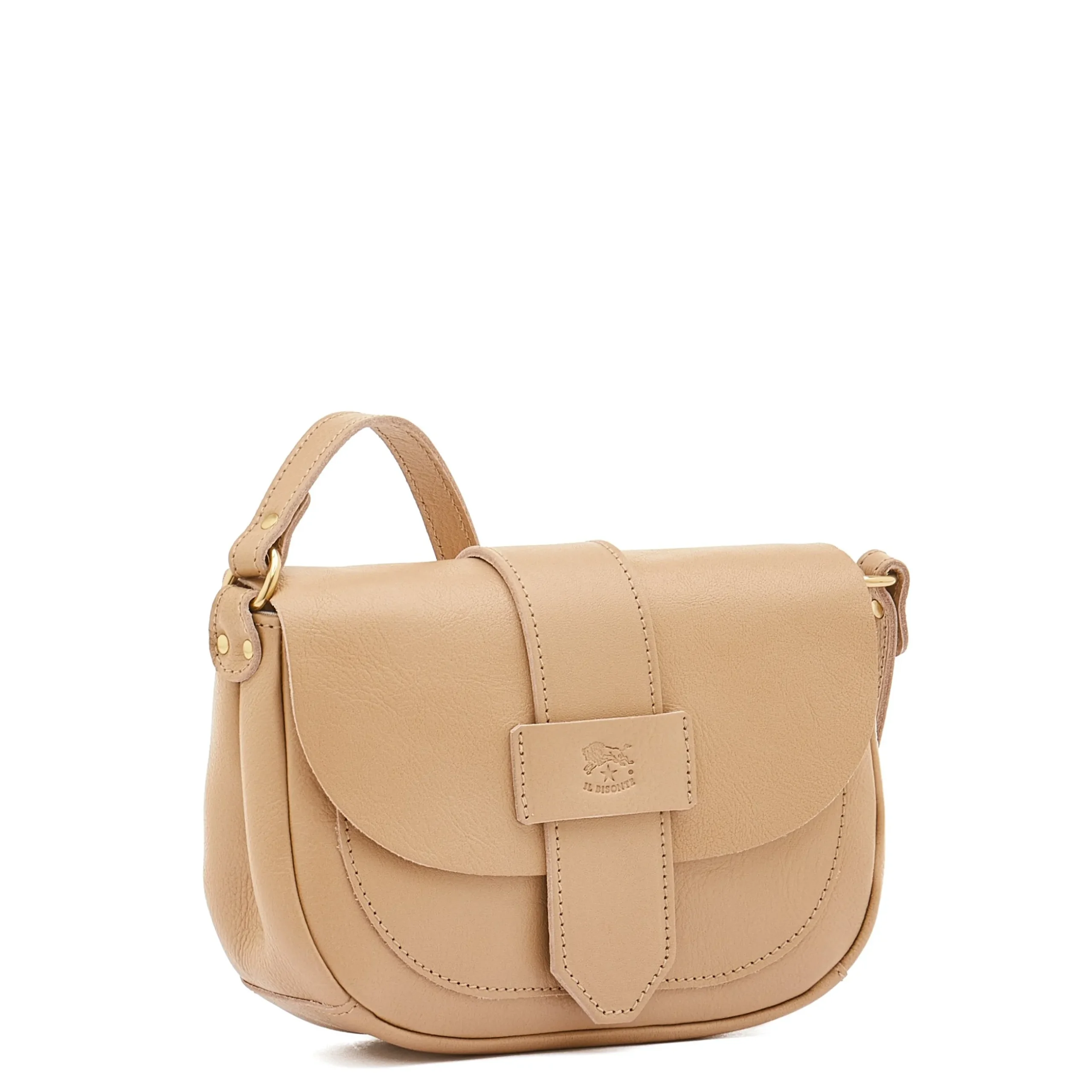 Fausta Small Women's crossbody bag in leather color caffelatte