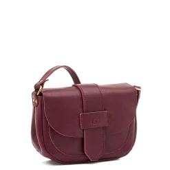 Fausta Small Women's crossbody bag in leather color black cherry