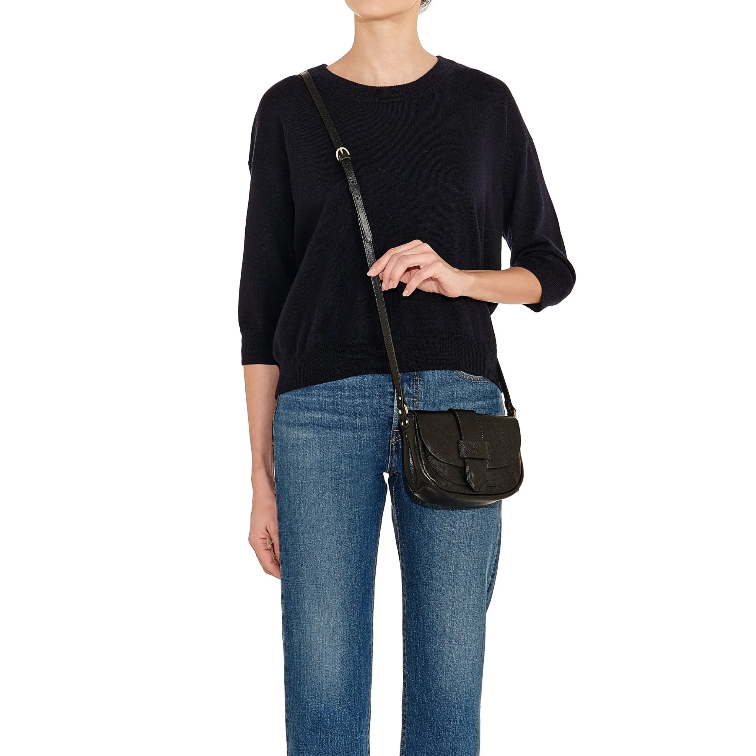 Fausta Small Women's crossbody bag in leather color black