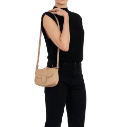 Fausta Small Women's crossbody bag in leather color caffelatte