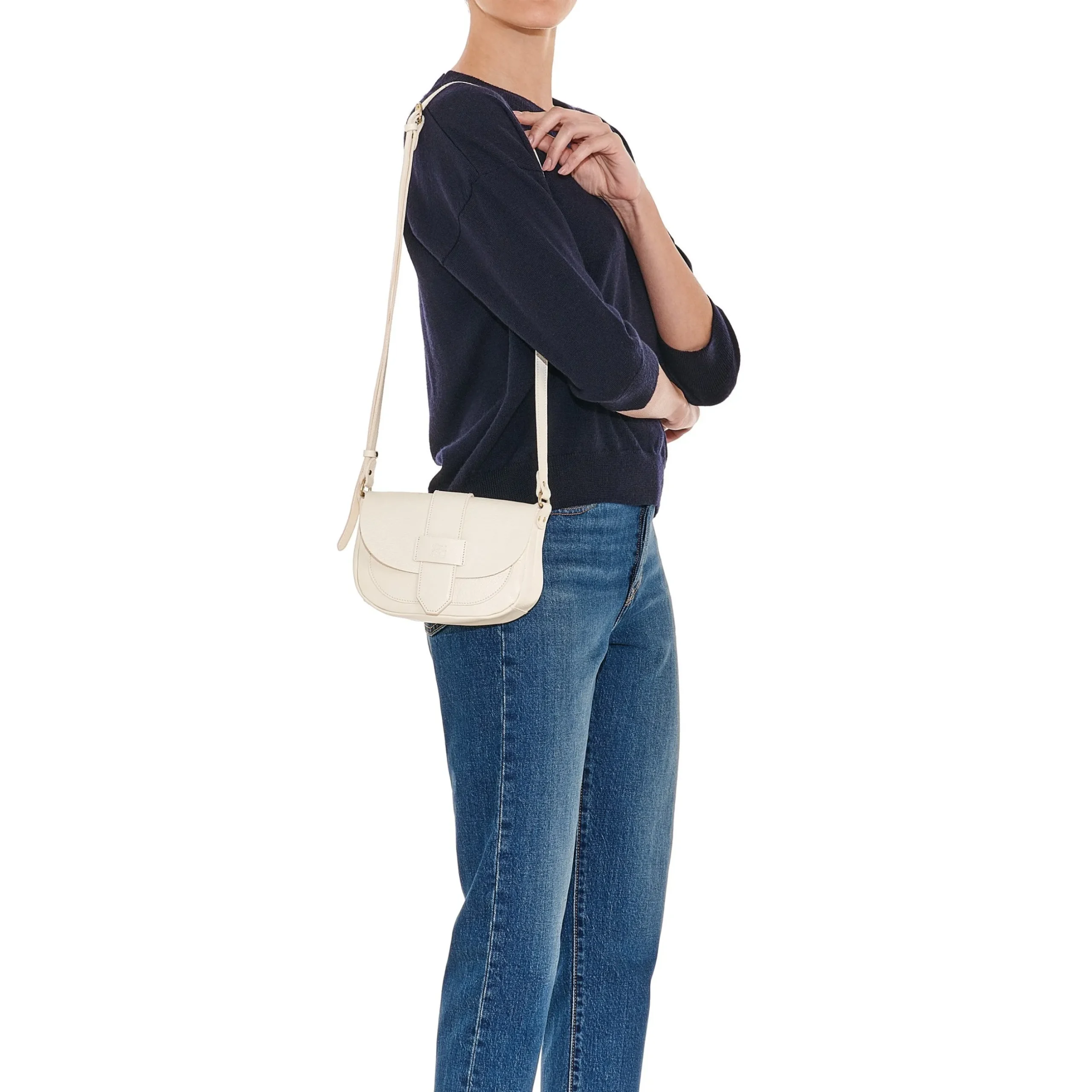 Fausta Small Women's crossbody bag in leather color milk