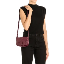 Fausta Small Women's crossbody bag in leather color black cherry