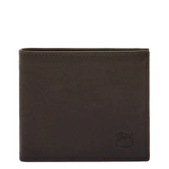 Feniglia Men's bi-fold wallet in vintage leather color black