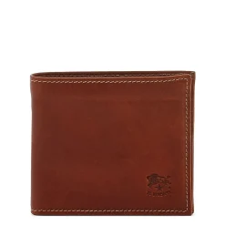 Feniglia Men's bi-fold wallet in vintage leather color sepia