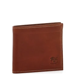 Feniglia Men's bi-fold wallet in vintage leather color sepia