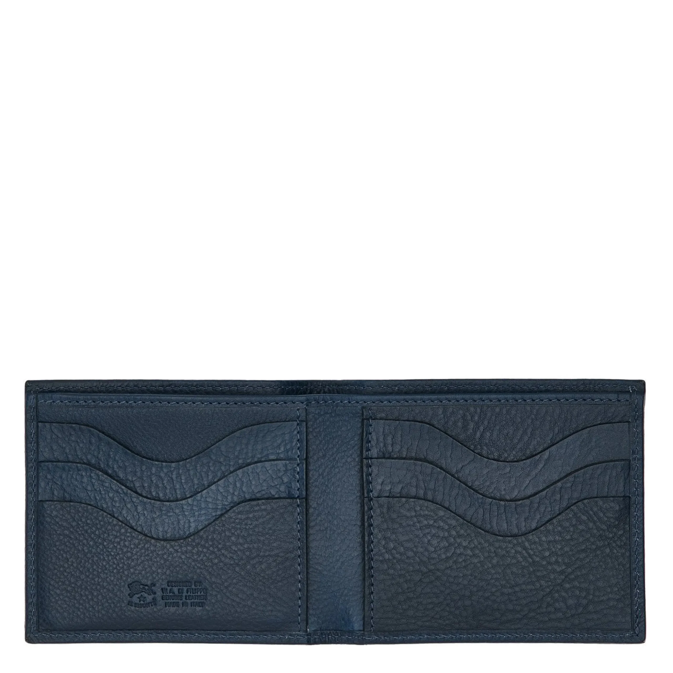 Feniglia Men's bi-fold wallet in leather color blue