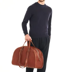 Frame Travel bag in vintage leather color sepia