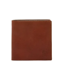 Galileo Men's bi-fold wallet in vintage leather color sepia