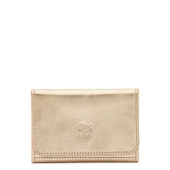 Galileo Men's card case in metallic leather color metallic platinum