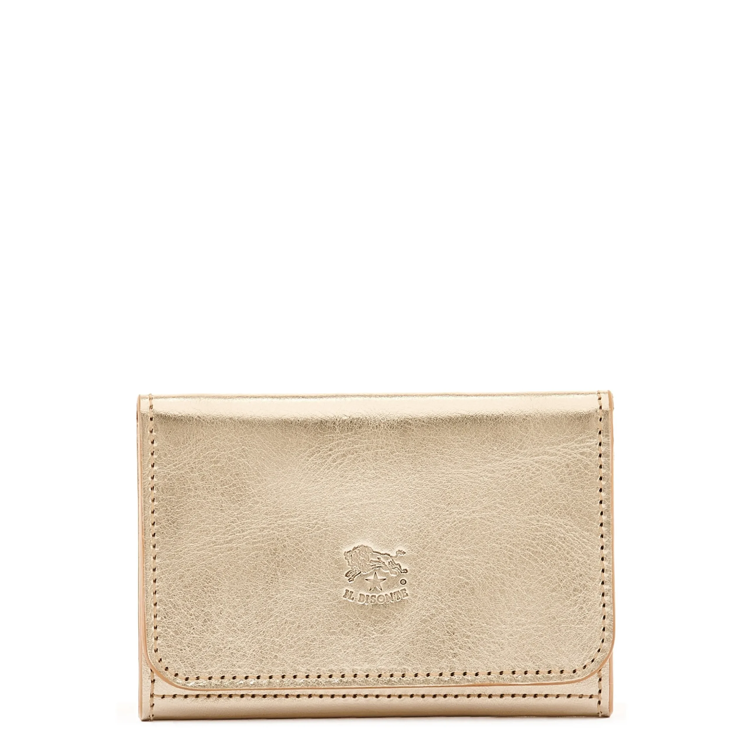 Galileo Men's card case in metallic leather color metallic platinum