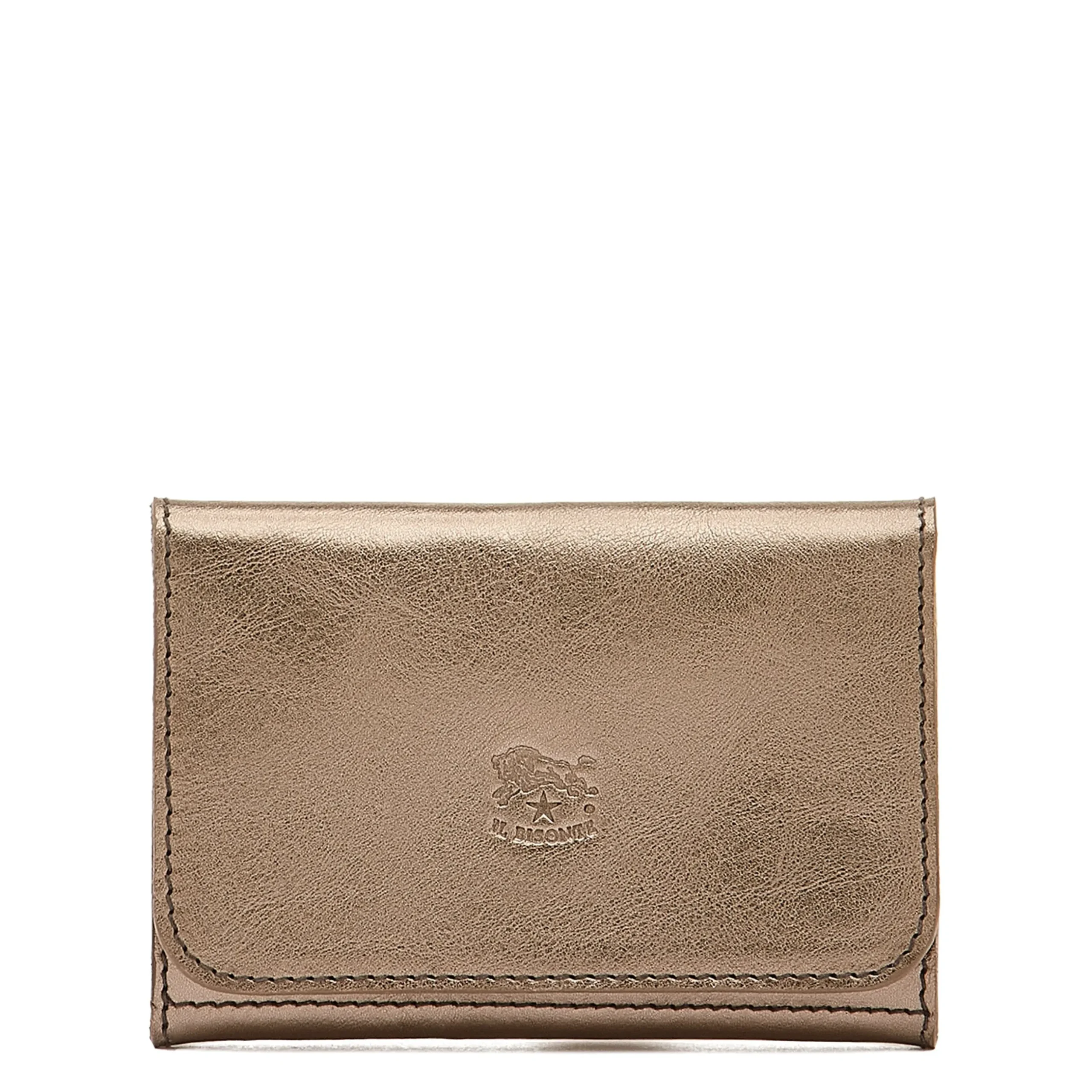 Galileo Men's card case in metallic leather color metallic bronze