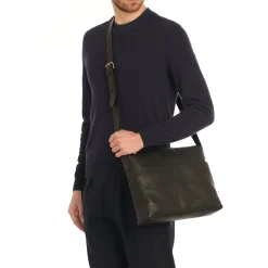 Galileo Men's messenger in vintage leather color black