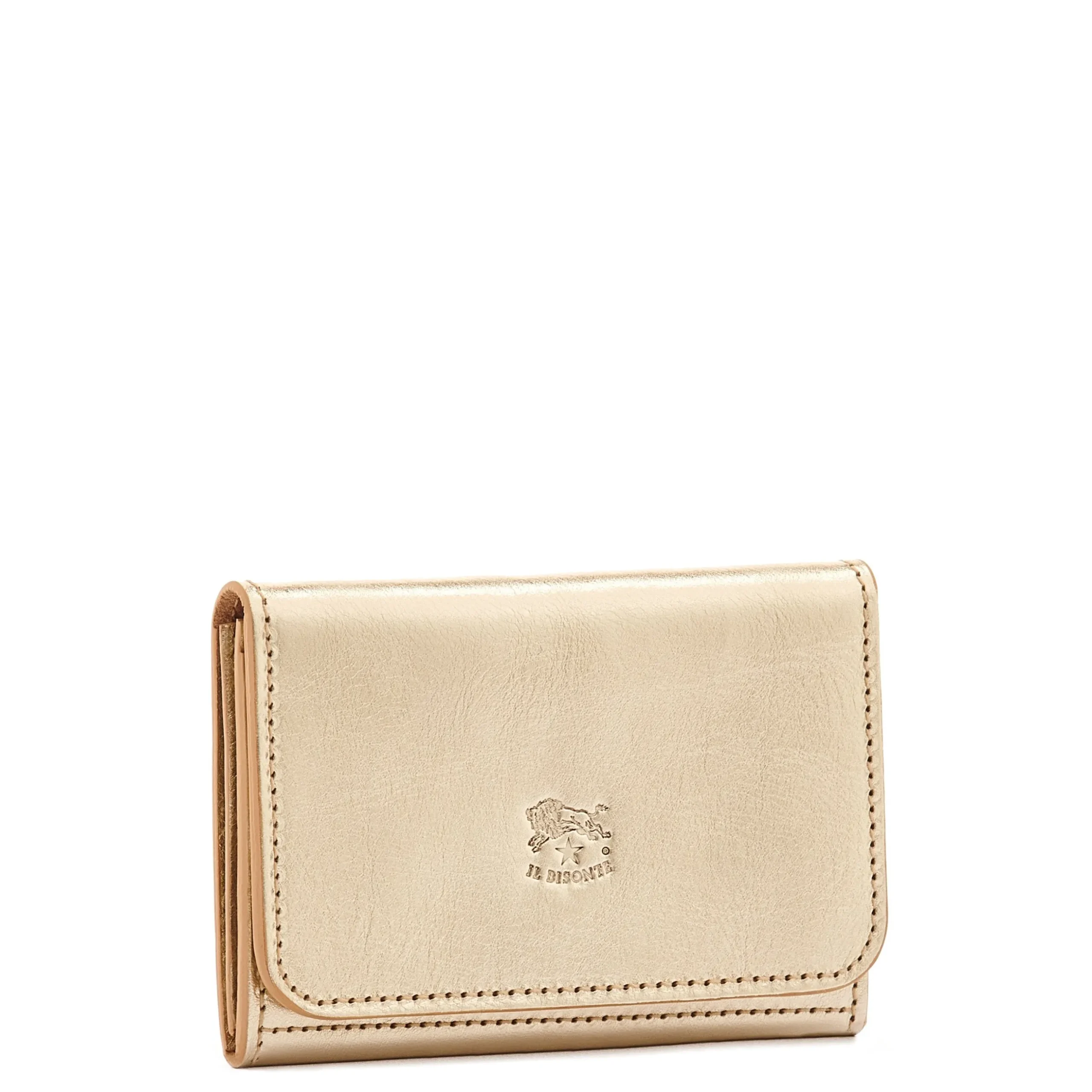 Galileo Men's card case in metallic leather color metallic platinum