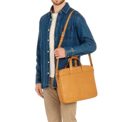 Galileo Men's briefcase in vintage leather color natural