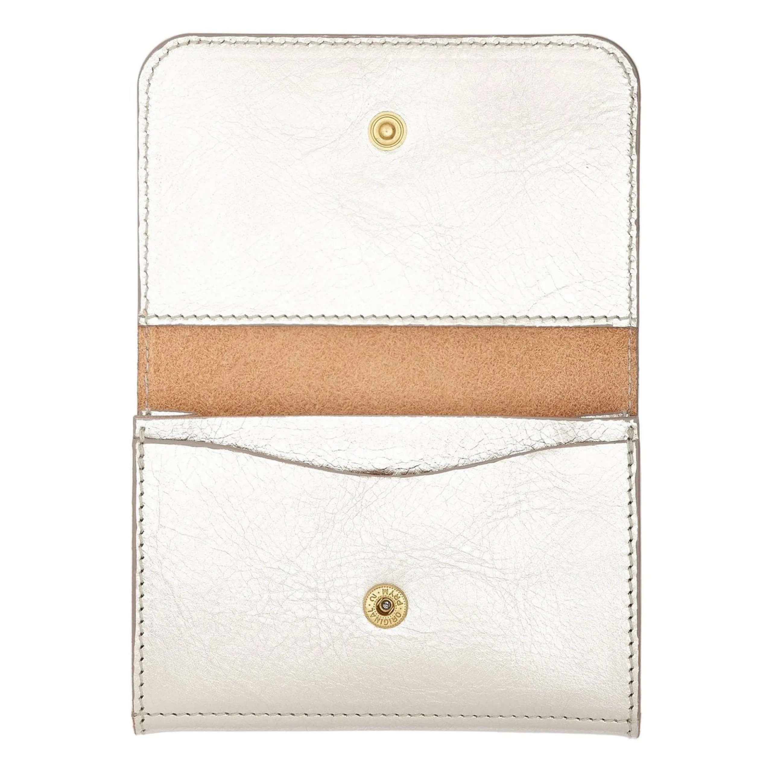 Galileo Men's card case in metallic leather color metallic silver