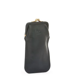 Glasses case in leather color blue